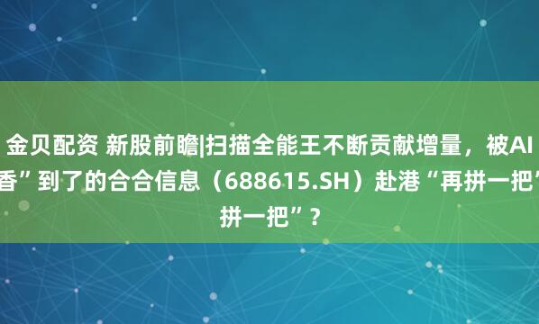 金贝配资 新股前瞻|扫描全能王不断贡献增量，被AI“香”到了的合合信息（688615.SH）赴港“再拼一把”？