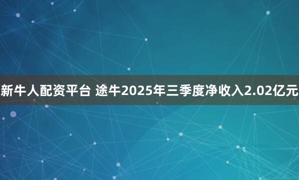 新牛人配资平台 途牛2025年三季度净收入2.02亿元